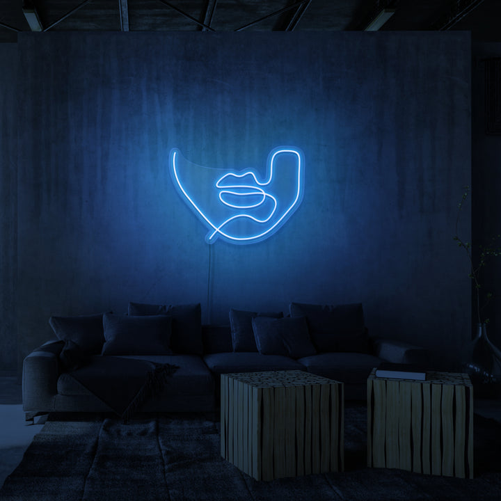 "LINE ART LIPS" NEON SKILT