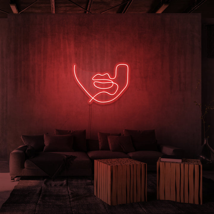 "LINE ART LIPS" NEON SKILT