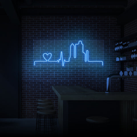 Illuminated advertisement "Heartbeat City". 