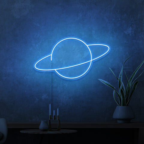 Saturn" mini neon sign. 