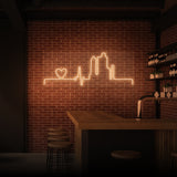 Illuminated advertisement "Heartbeat City". 