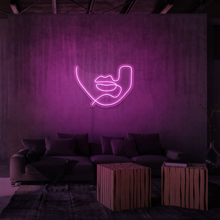 "LINE ART LIPS" NEON SKILT