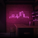 Upplyst annons "Heartbeat City". 