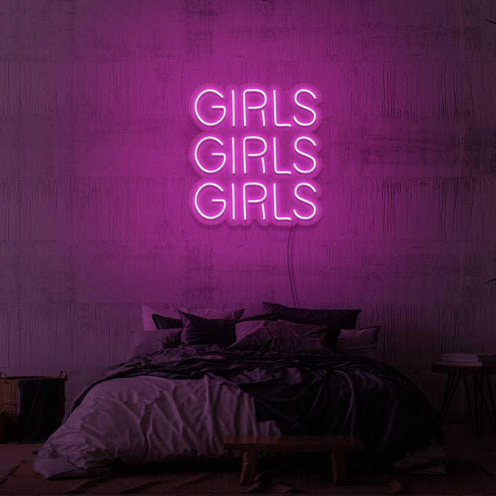 "GIRLS GIRLS GIRLS" NEON SKILT