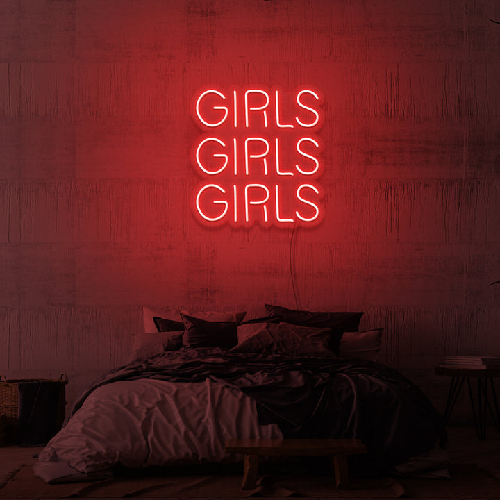 "GIRLS GIRLS GIRLS" NEON SKILT
