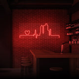 Upplyst annons "Heartbeat City". 